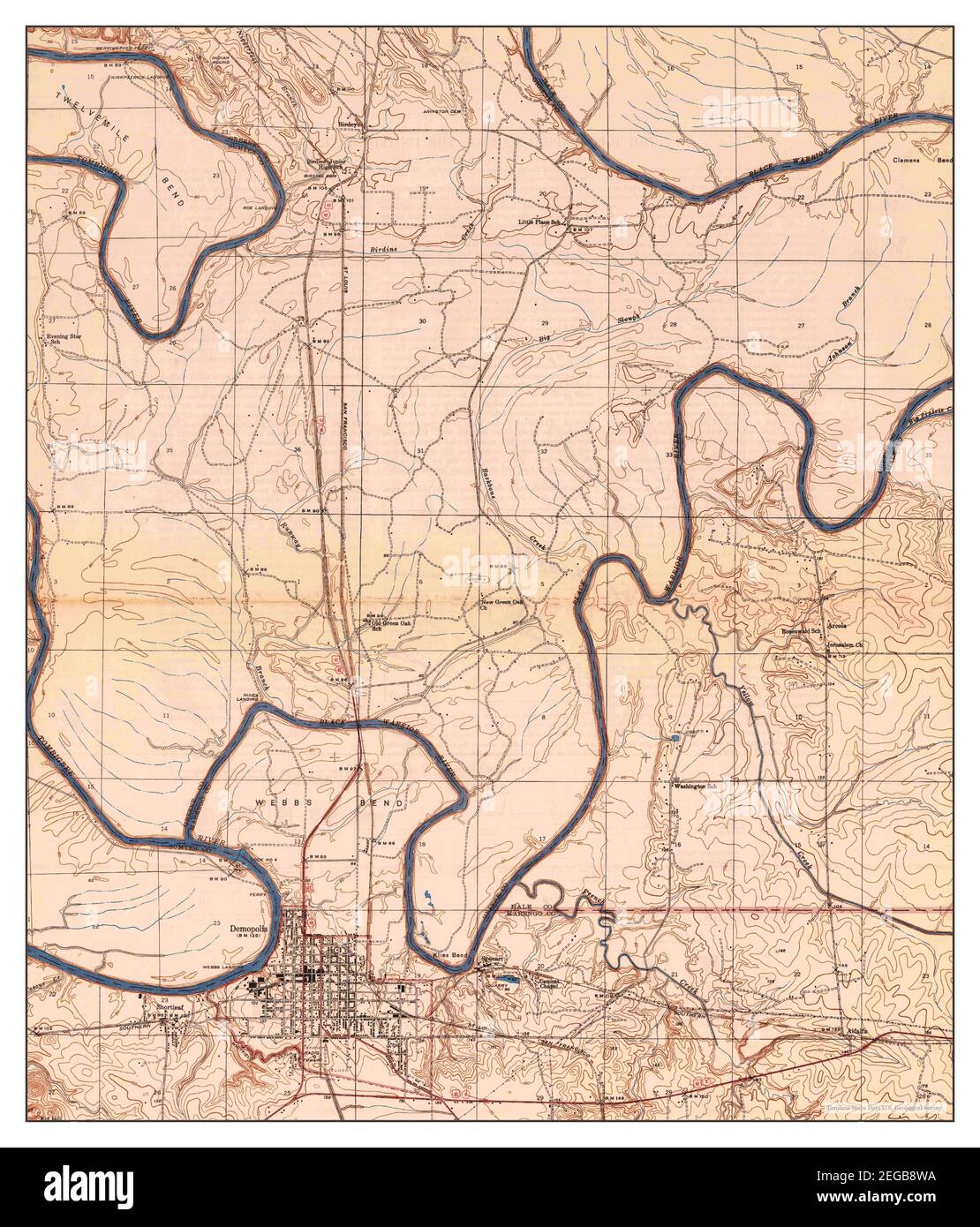 Demopolis, Alabama, map 1946, 1:24000, United States of America by Timeless Maps, data U.S. Geological Survey Stock Photo