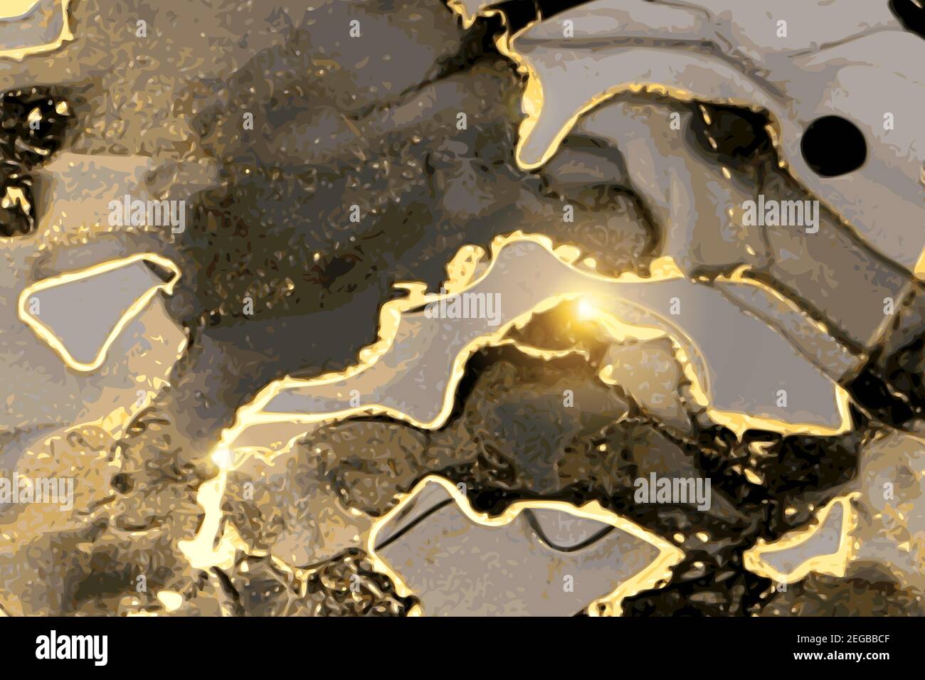Black and gold stone marble texture. Alcohol ink technique abstract ...