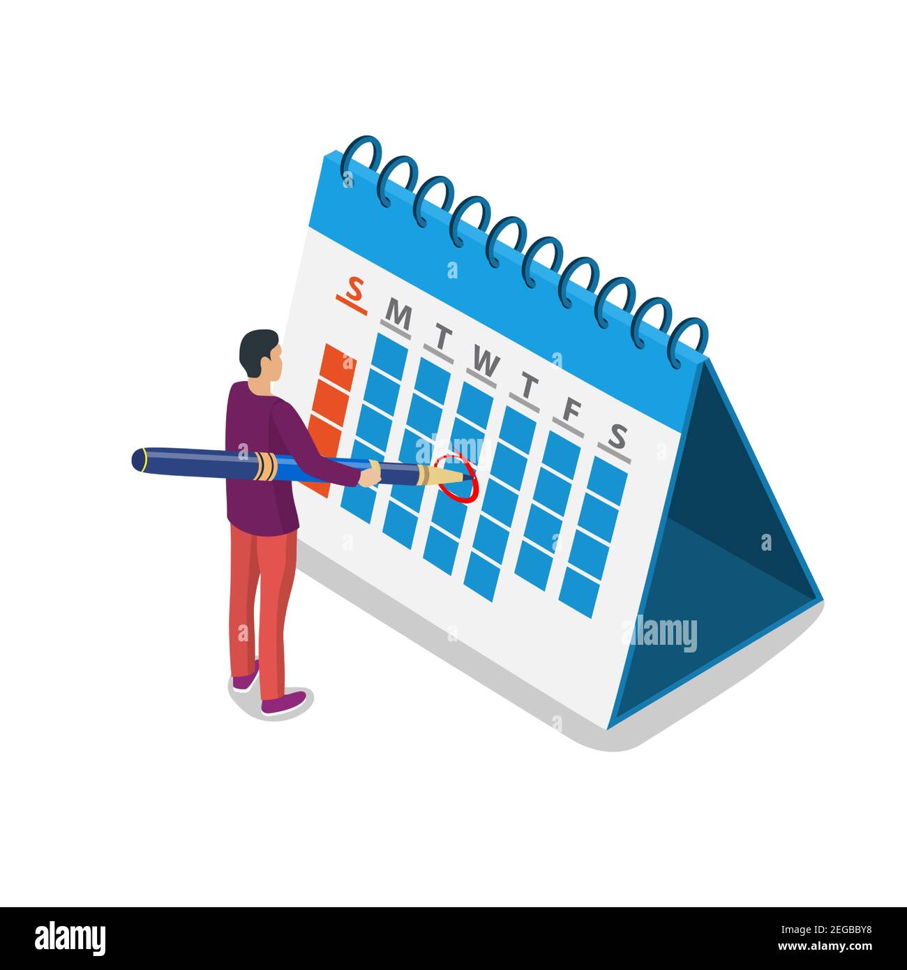 Mark calendar isometric icon. Stock Vector