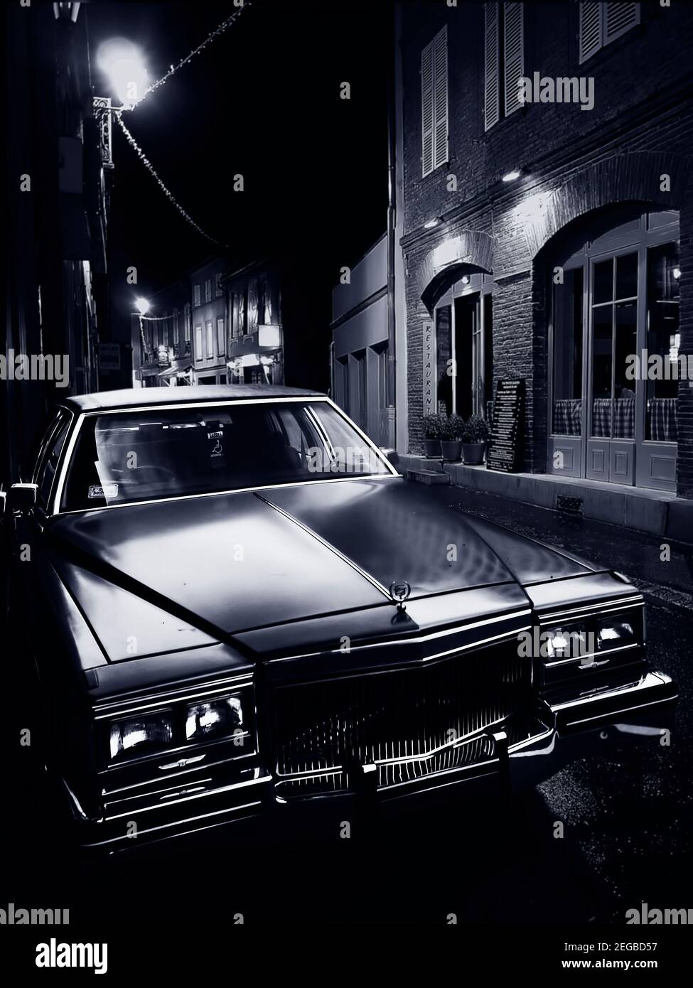 Old Cadillac at night Stock Photo - Alamy