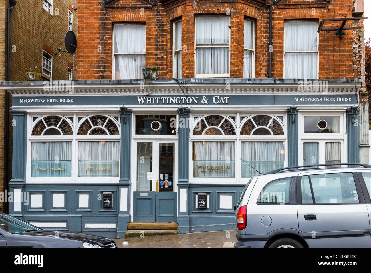 The Whittington And Cat, a traditional and popular pub on Highgate Hill in Islington, since redeveloped as commercial premises, London, UK Stock Photo