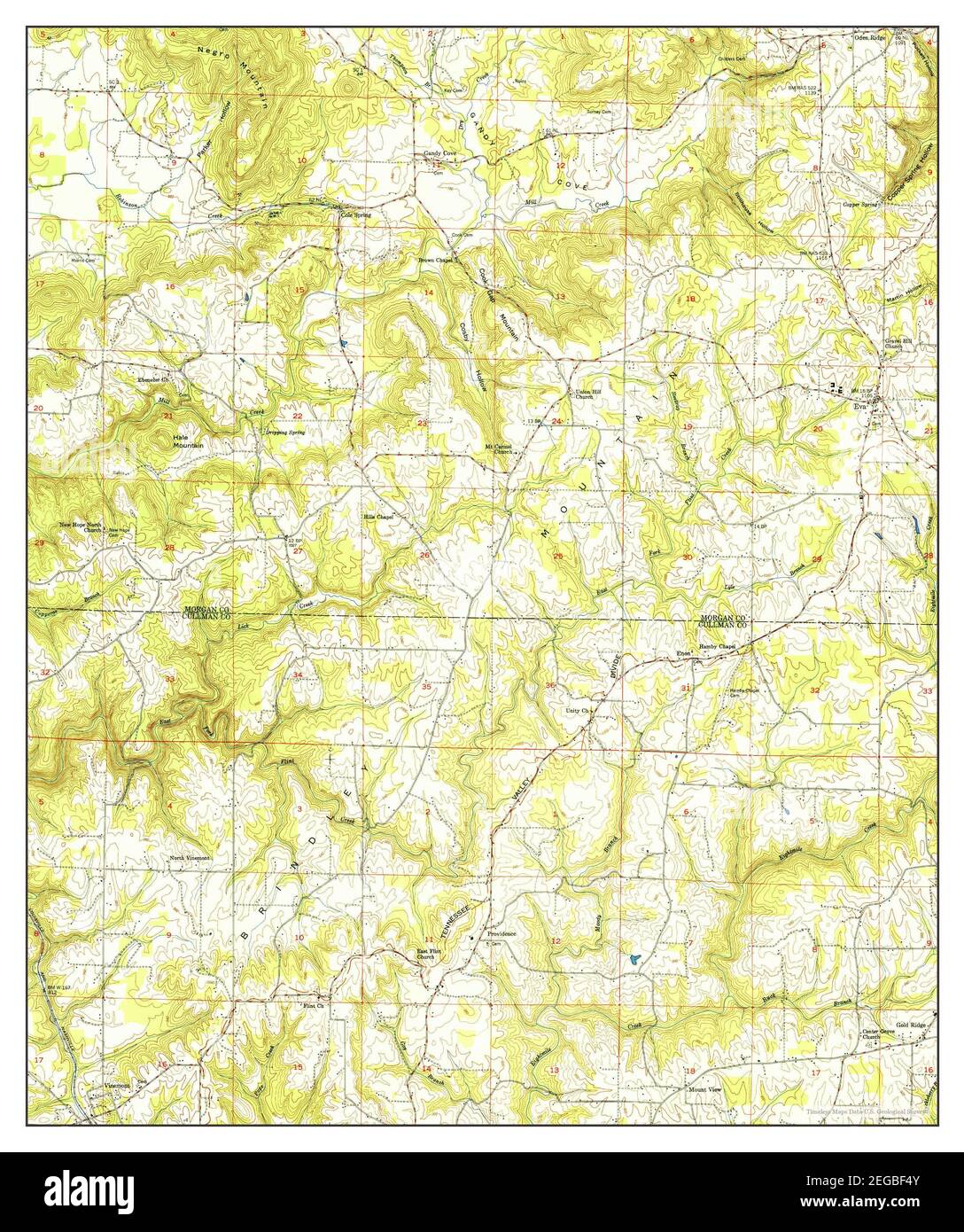 Eva, Alabama, map 1951, 124000, United States of America by Timeless