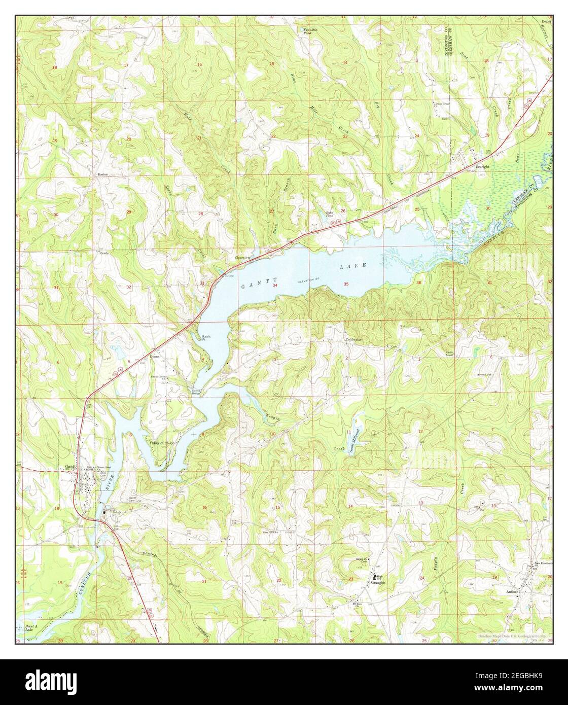 Gantt, Alabama, map 1971, 124000, United States of America by Timeless