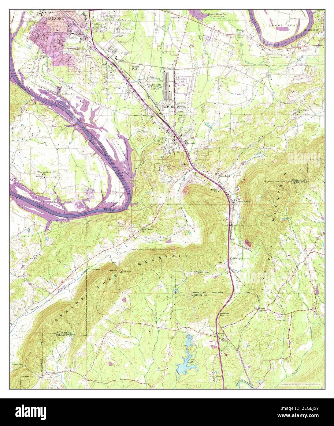 Glencoe, Alabama, map 1956, 124000, United States of America by