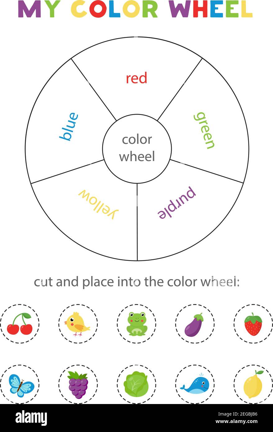 Color wheel for kids. Learning colors game. Printable worksheet ...
