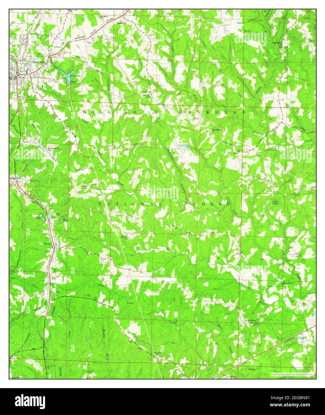 Haleyville East, Alabama, map 1958, 124000, United States of America
