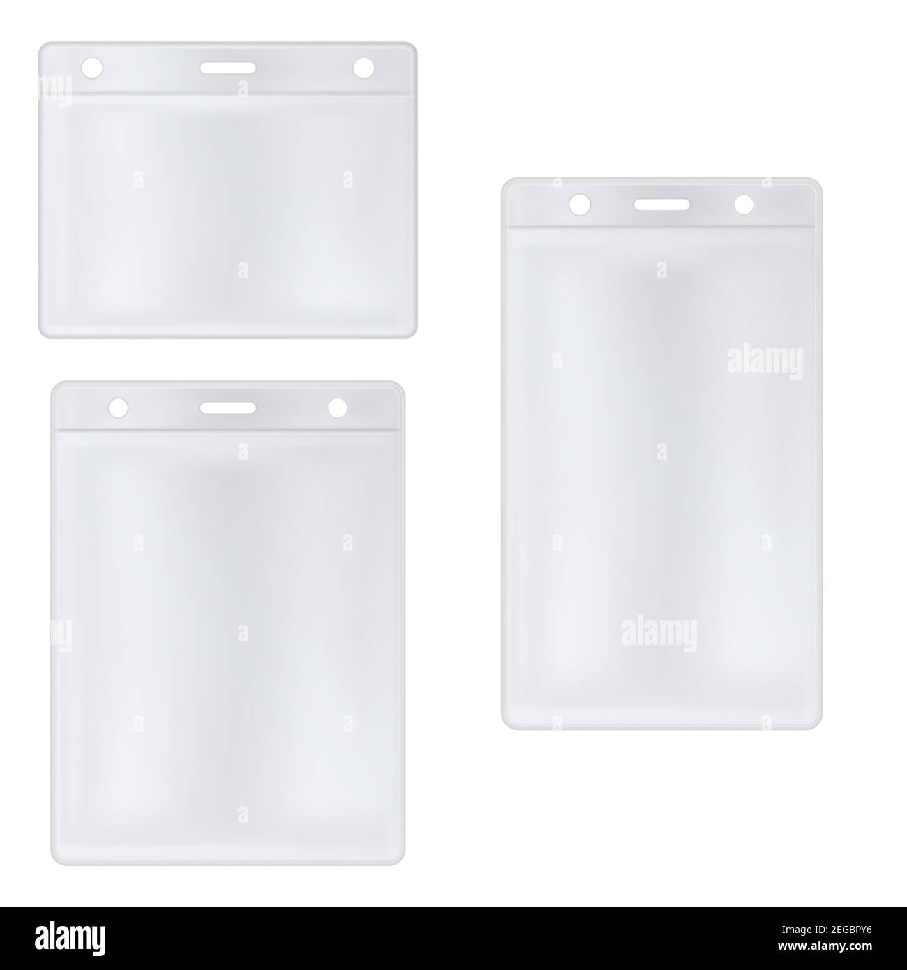 White badge vector mock up. Id card Lanyard holder template