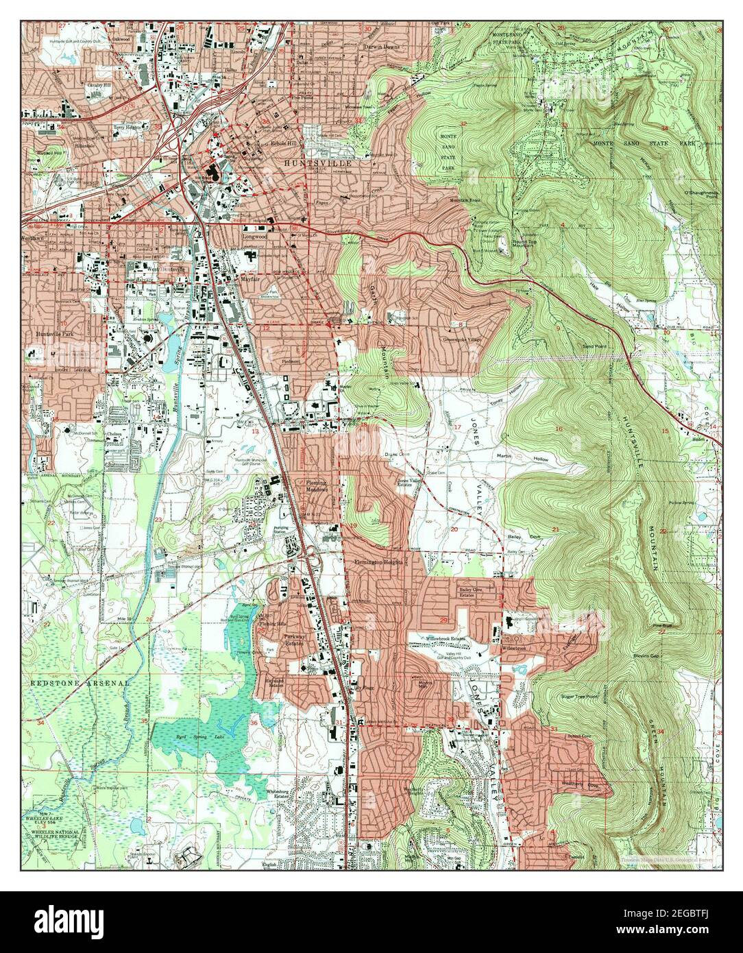 Huntsville, Alabama, map 1975, 124000, United States of America by