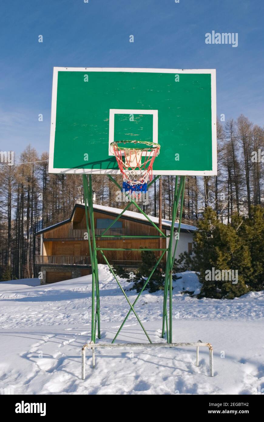 basketball playground under snow Stock Photo