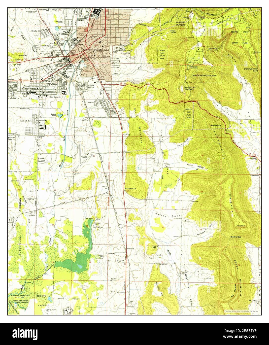 Huntsville, Alabama, map 1950, 124000, United States of America by