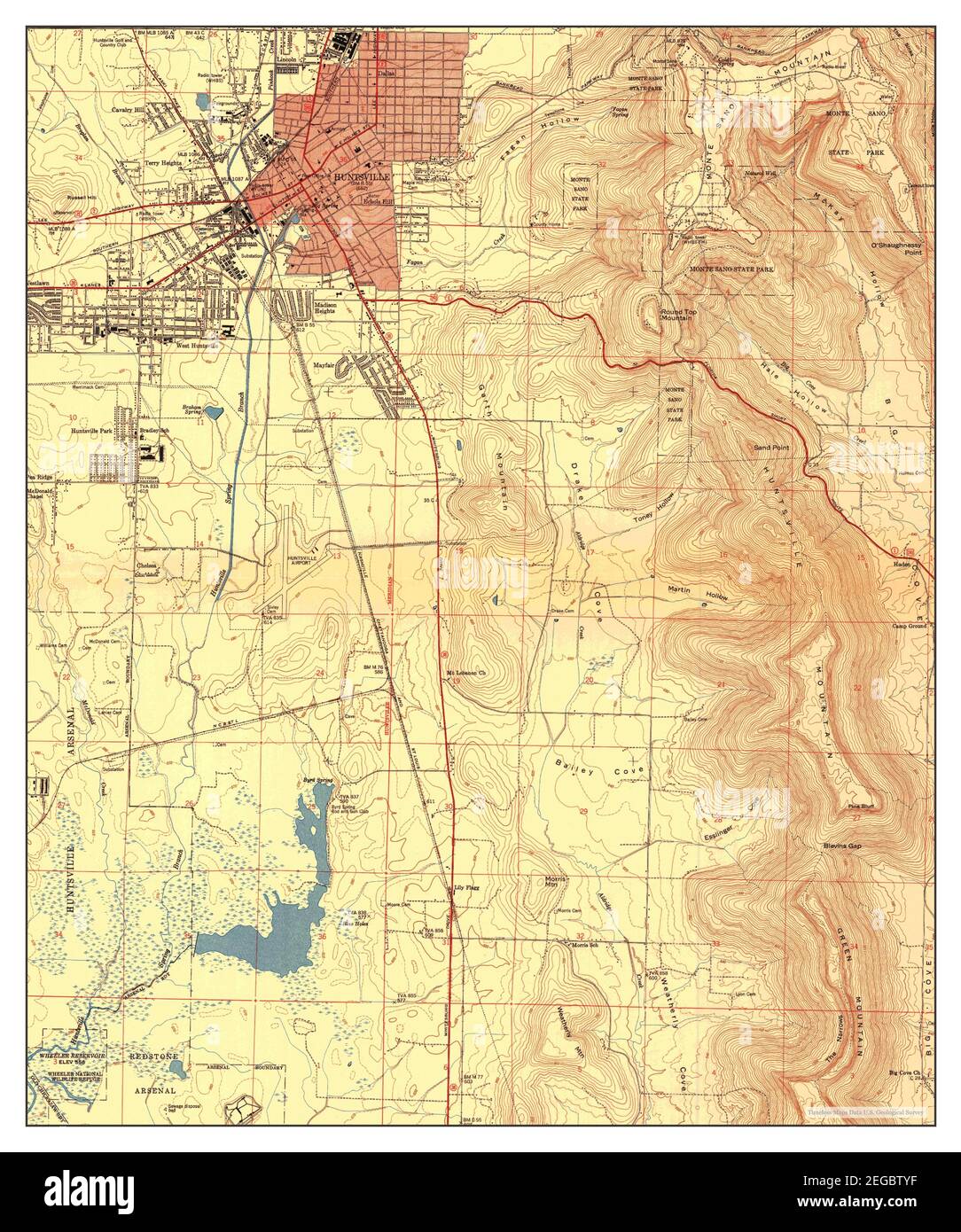 Huntsville, Alabama, map 1950, 124000, United States of America by