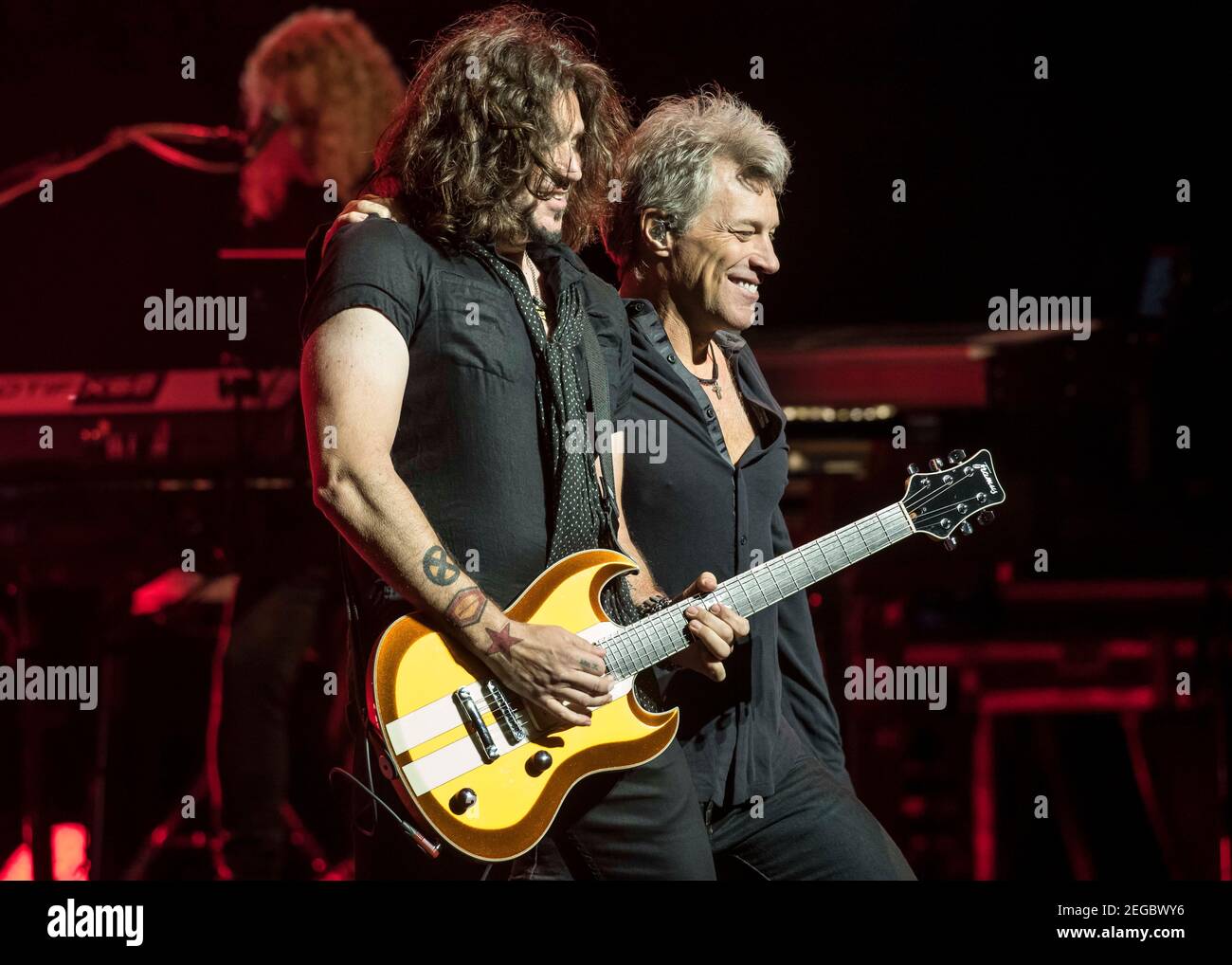 Richie Sambora and Jon Bon Jovi perform live on stage as Bon Jovi present  songs from their new album 'This House Is Not For Sale' at the London  Palladium, London. Photo Date: