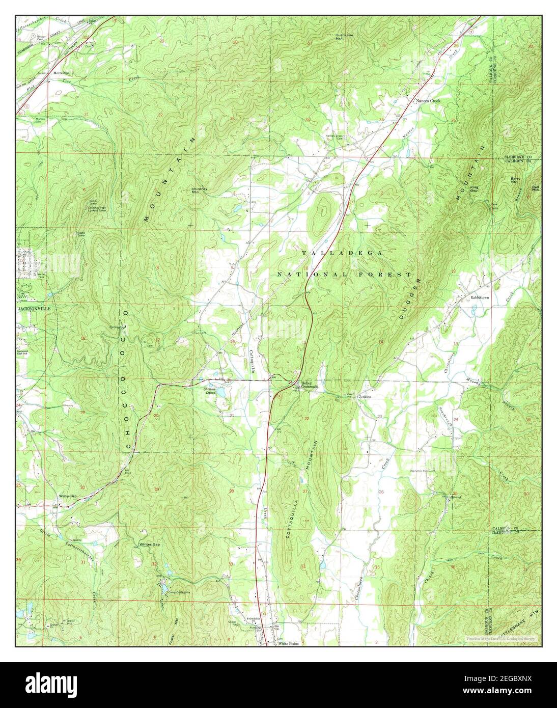 Jacksonville East, Alabama, map 1967, 124000, United States of America