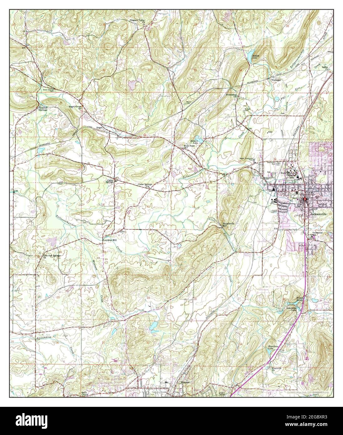 Jacksonville West, Alabama, map 1956, 124000, United States of America