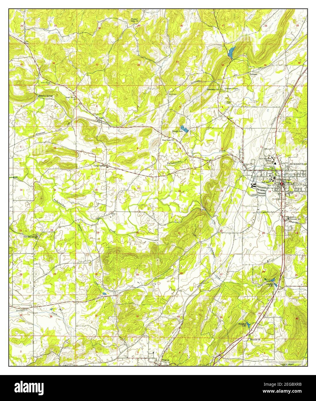 Jacksonville, Alabama, map 1947, 124000, United States of America by