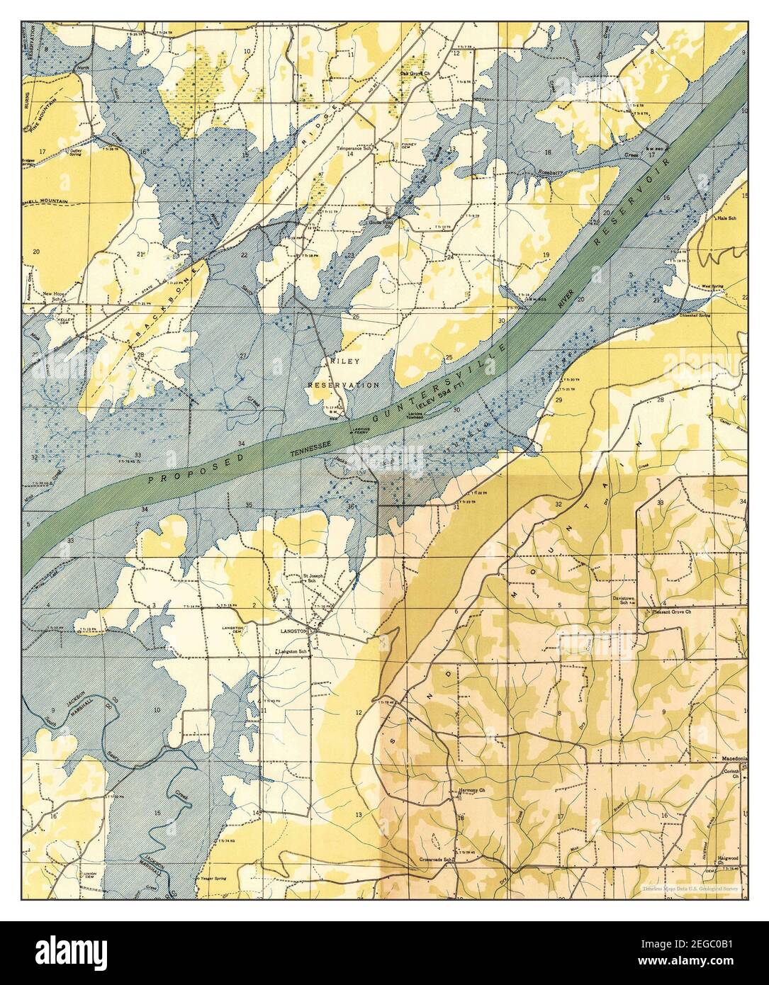Langston, Alabama, map 1936, 124000, United States of America by