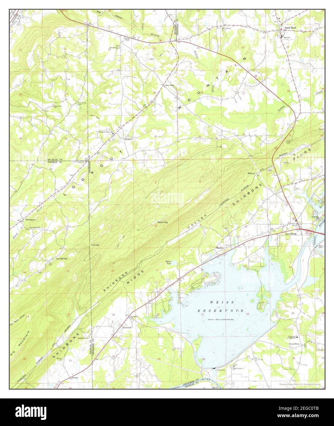 Leesburg, Alabama, map 1967, 1:24000, United States of America by Timeless Maps, data U.S. Geological Survey Stock Photo