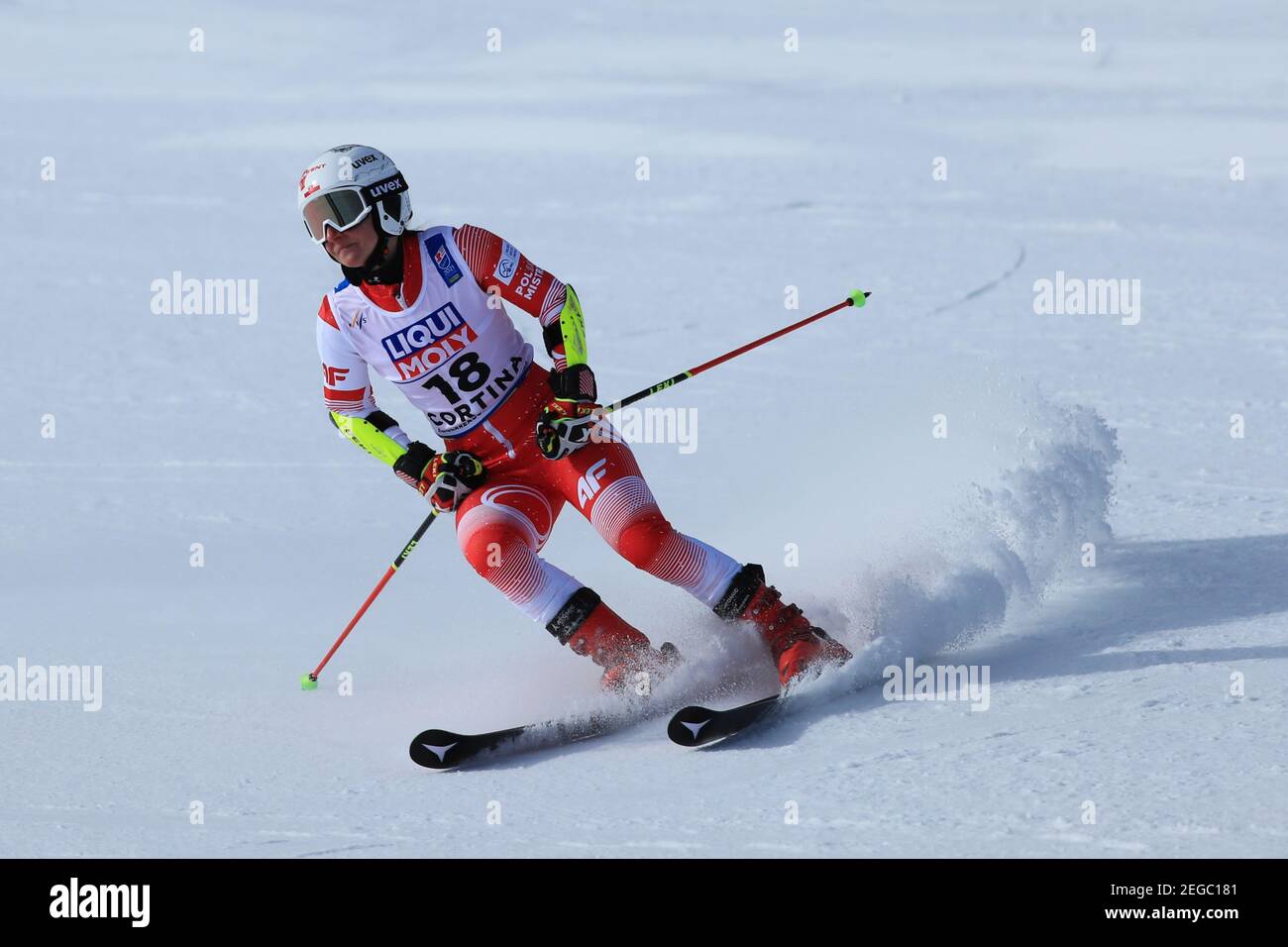 Cortina d'Ampezzo, Italy. 18th February 2021: ; FIS Alpine World Ski Championships 2021 Cortina Women's Giant Slalom, Maryna Gasienica-Daniel (POL) Credit: Action Plus Sports Images/Alamy Live News Stock Photo