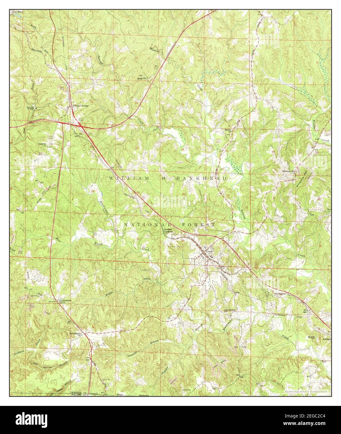 Lynn, Alabama, map 1958, 124000, United States of America by Timeless