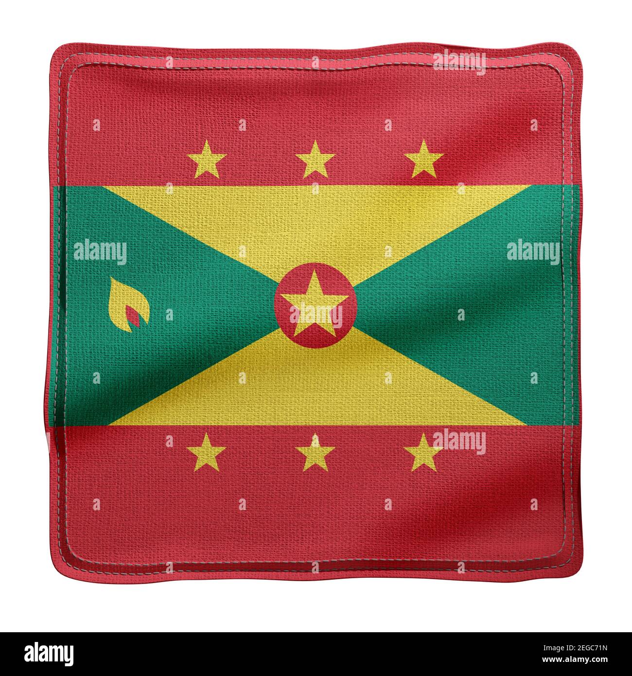 3d rendering of a national fabric Grenada flag isolated on white background Stock Photo