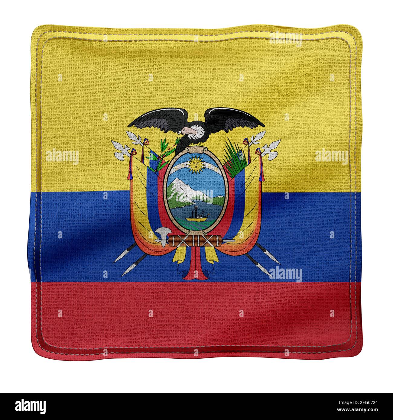 3d rendering of a national Ecuador fabric flag isolated on white background  Stock Photo - Alamy