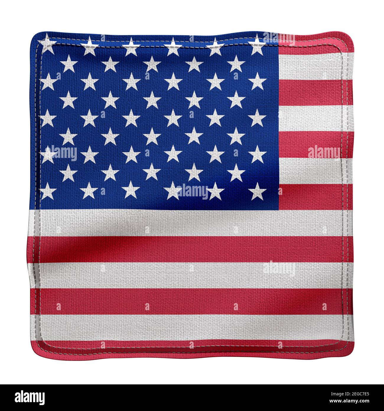 3d rendering of a national USA fabric flag isolated on white background ...