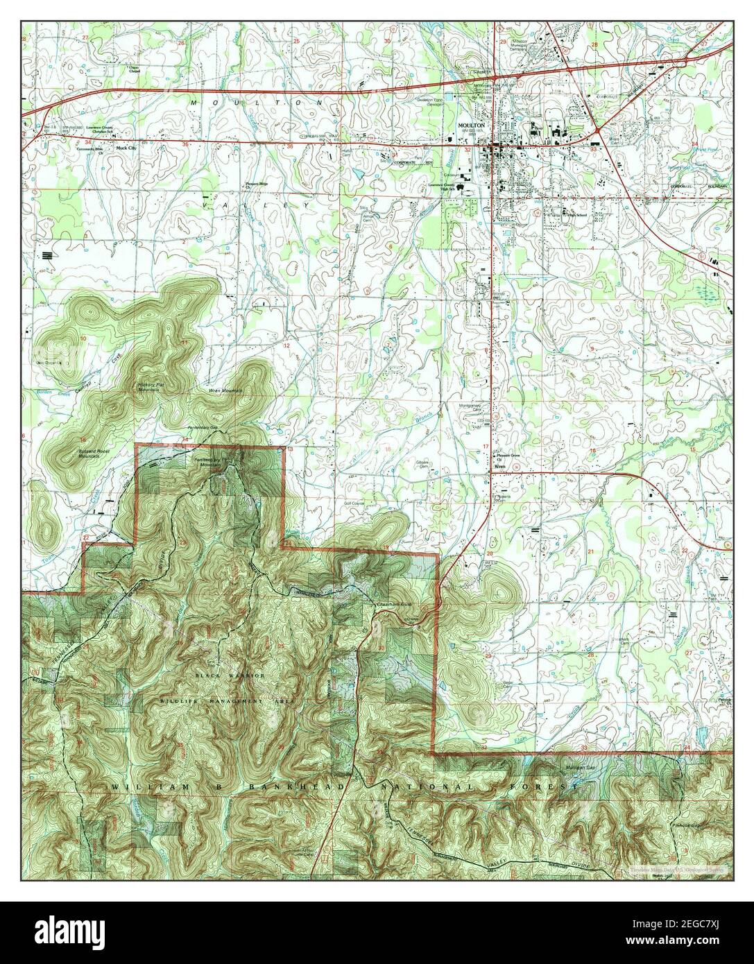 Moulton, Alabama, map 2000, 124000, United States of America by