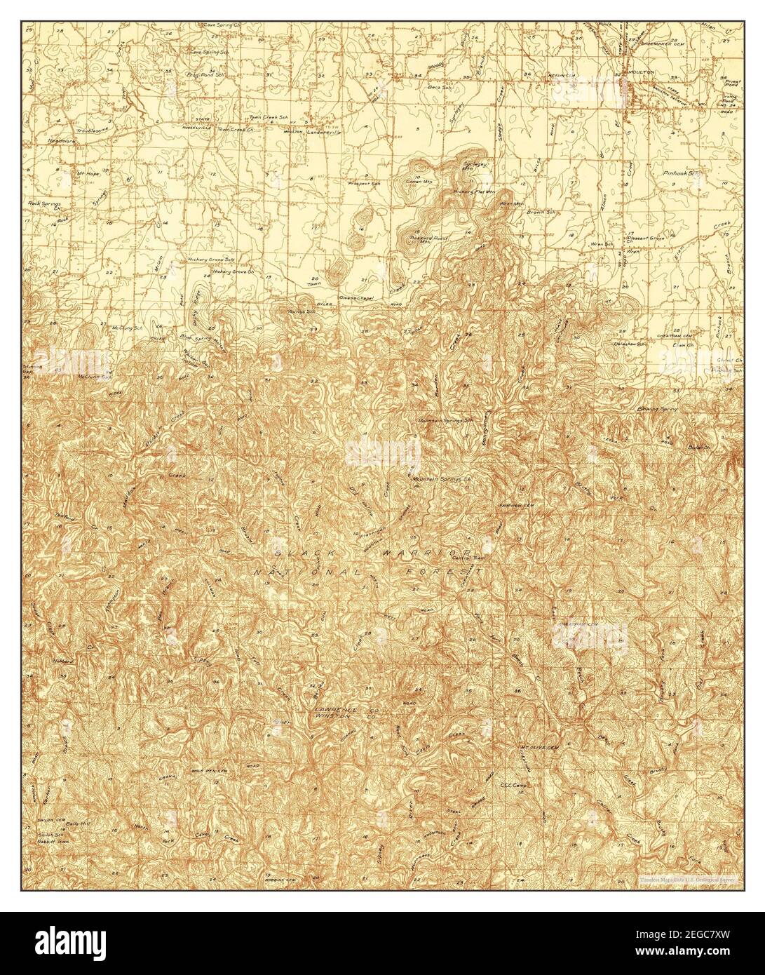 Moulton, Alabama, map 1936, 148000, United States of America by