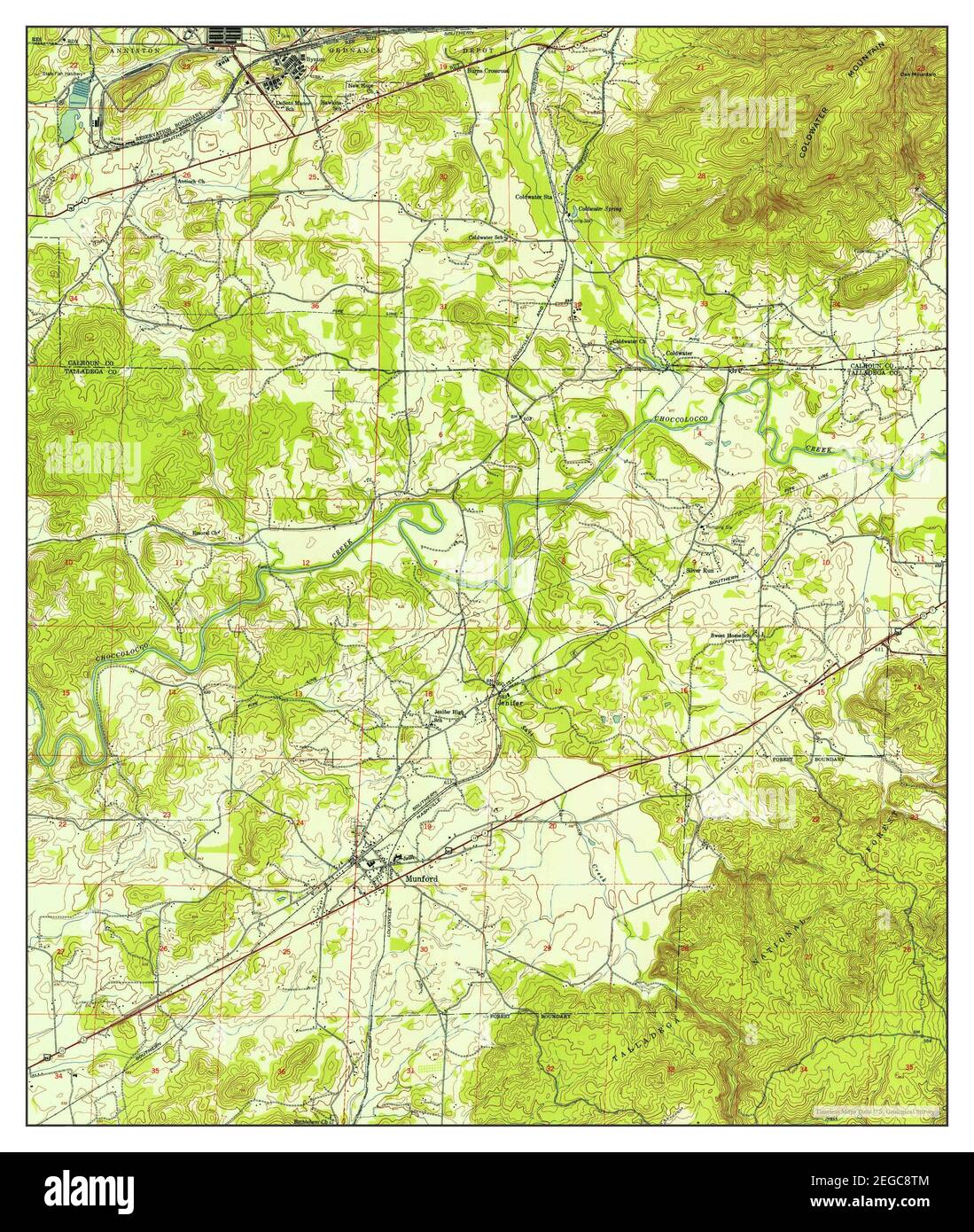 Munford, Alabama, map 1947, 124000, United States of America by