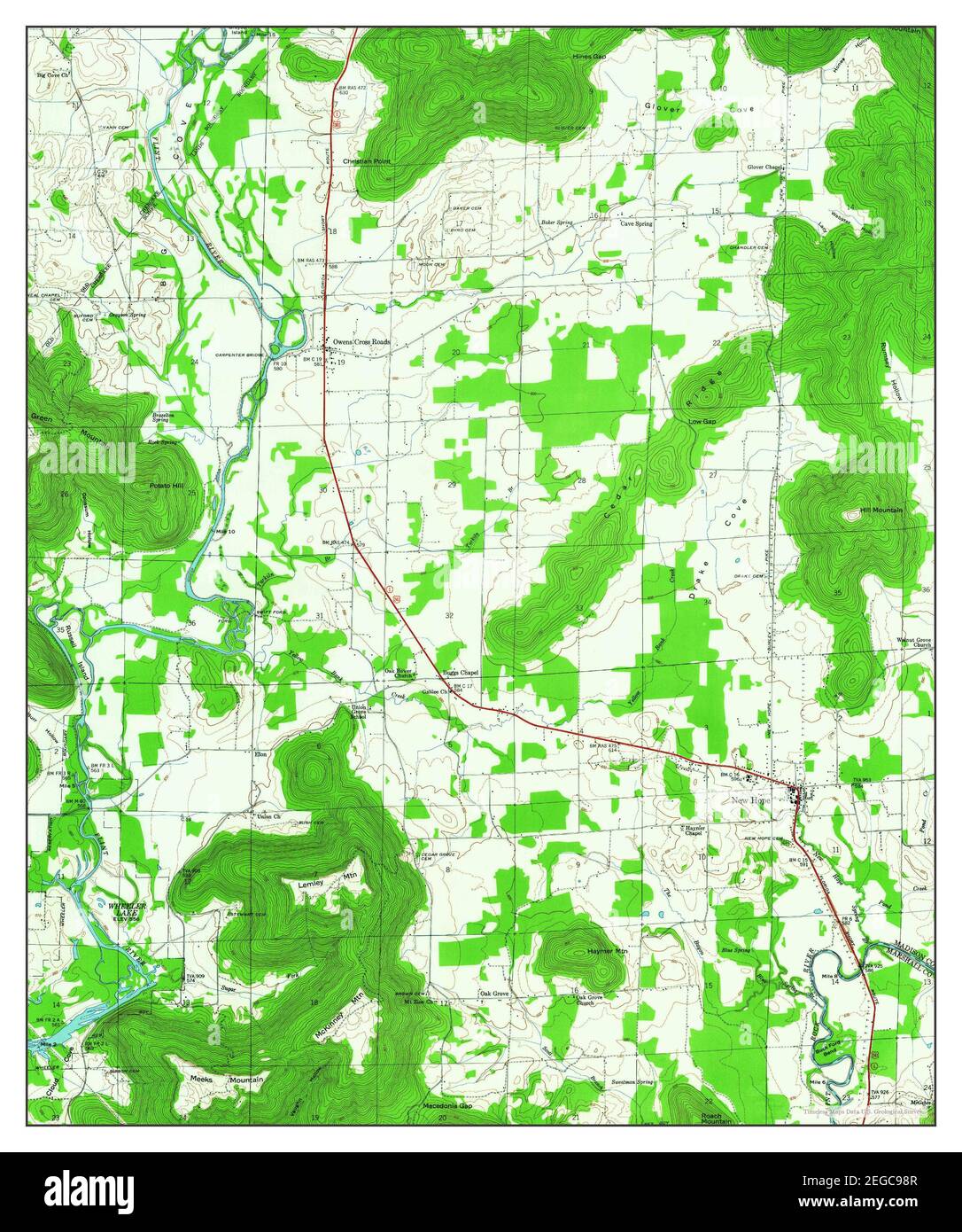 New Hope, Alabama, map 1947, 124000, United States of America by