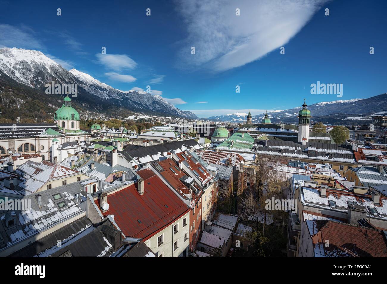 Aerial view of Innsbruck city - Innsbruck, Tyrol, Austria Stock Photo