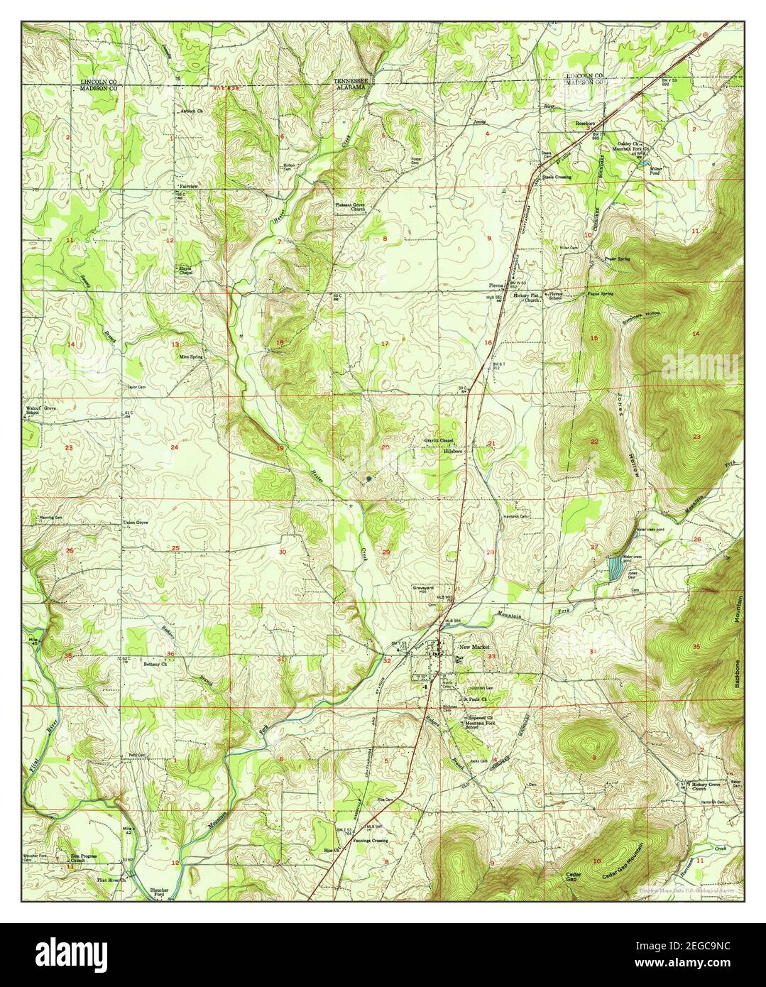 New Market, Alabama, map 1951, 124000, United States of America by