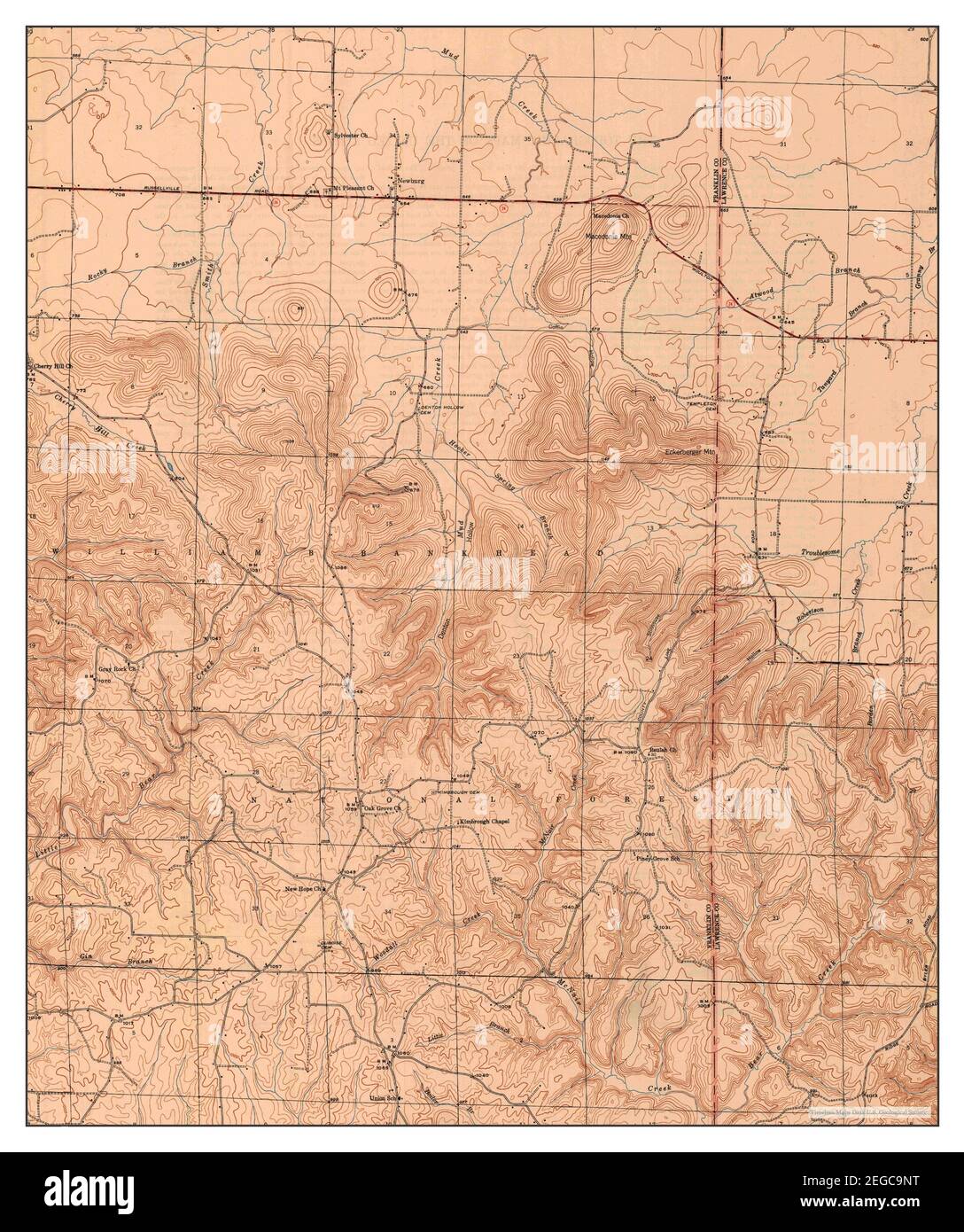 Newburg, Alabama, map 1947, 124000, United States of America by