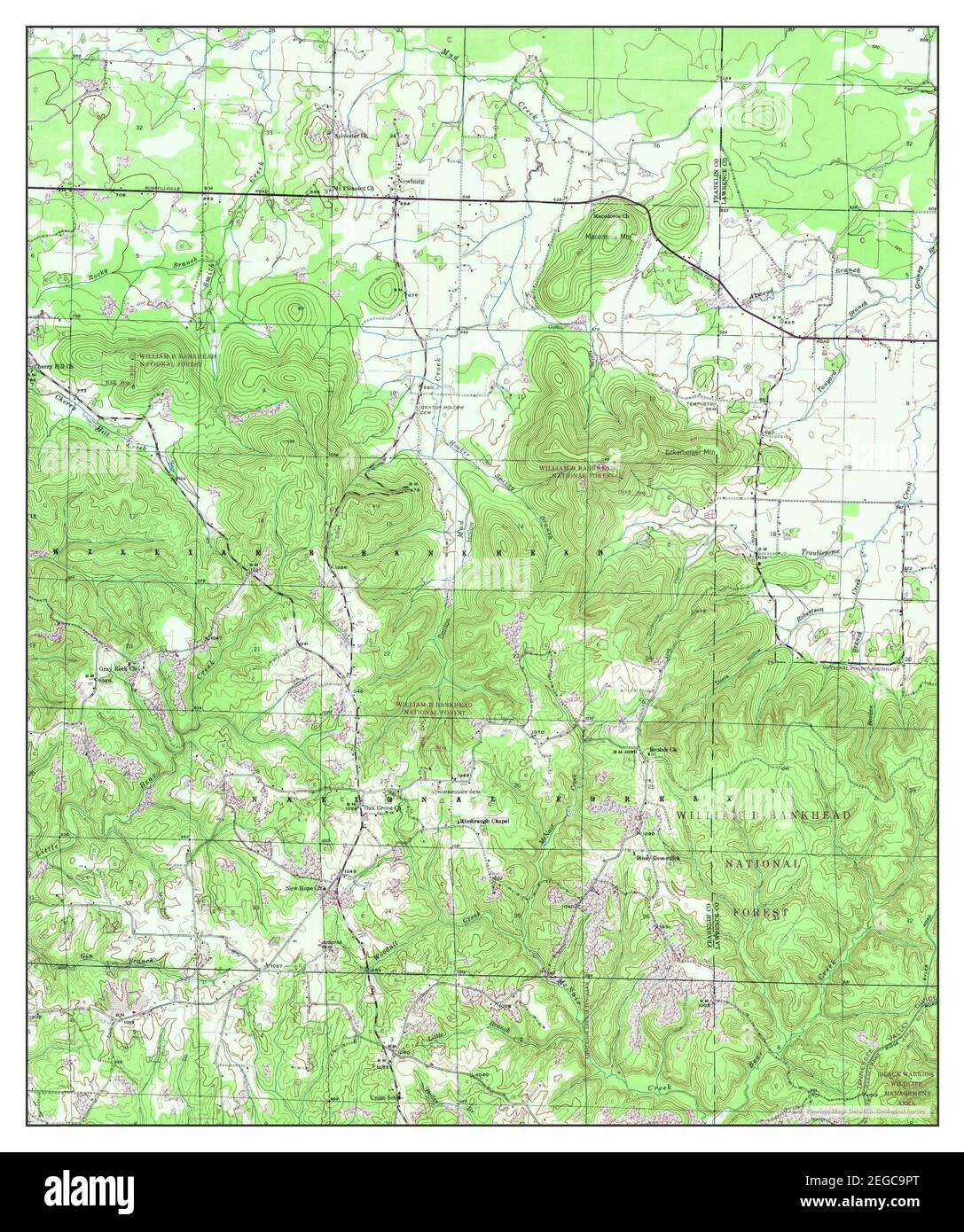 Newburg, Alabama, map 1945, 124000, United States of America by
