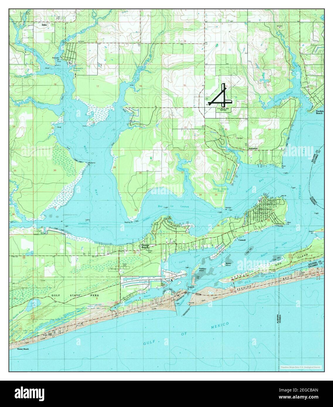 Orange Beach Alabama Map 1980 1 United States Of America By Timeless Maps Data U S Geological Survey Stock Photo Alamy
