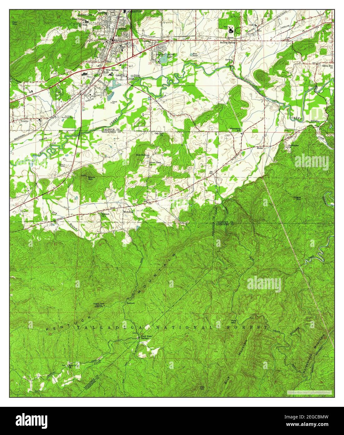 Oxford, Alabama, map 1956, 124000, United States of America by