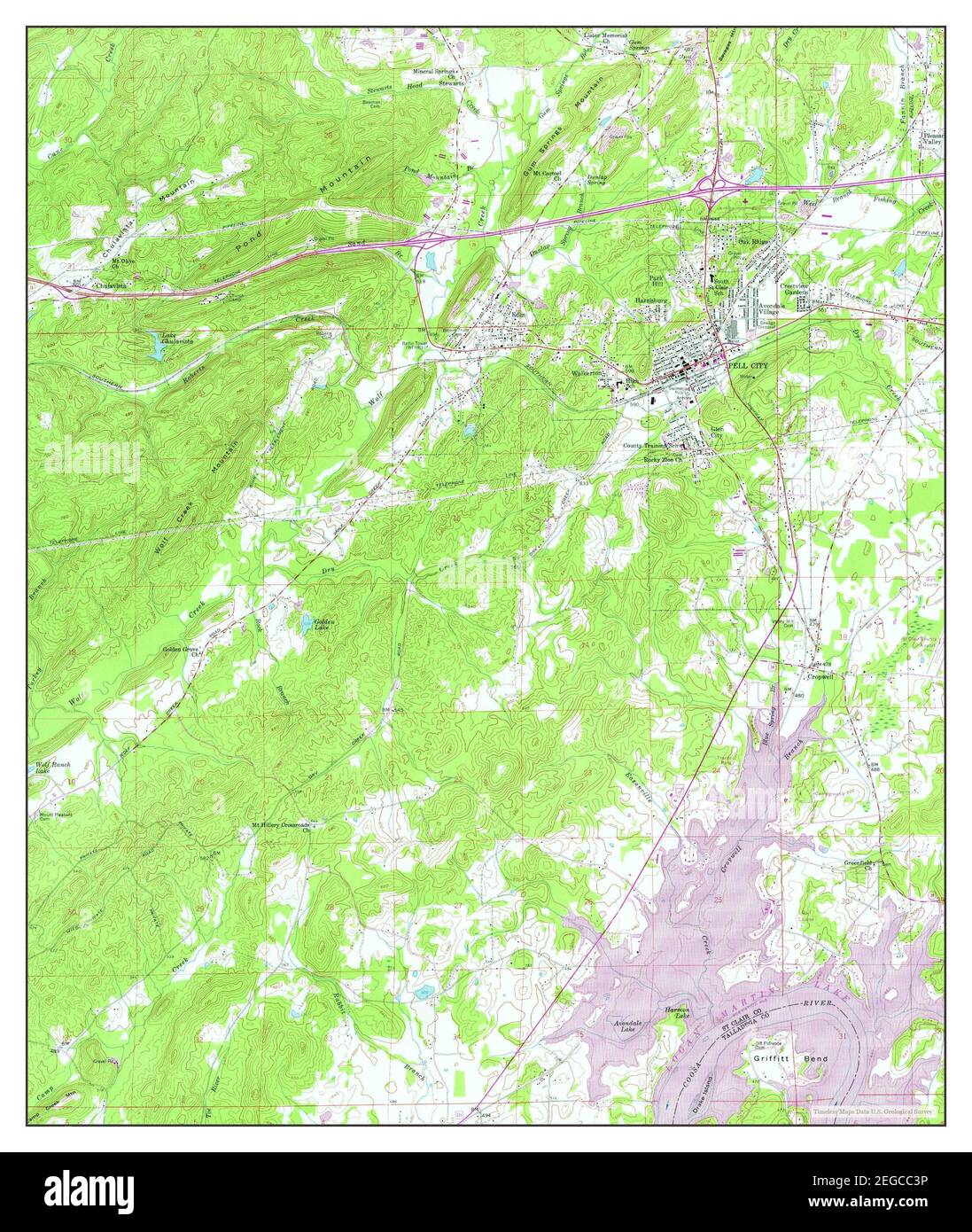 Pell City, Alabama, map 1958, 124000, United States of America by