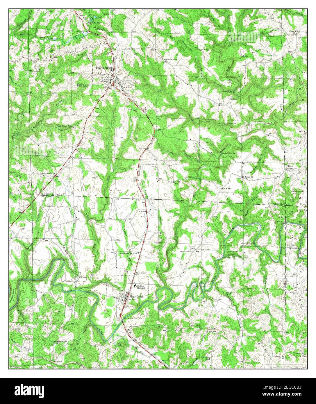 Phil Campbell, Alabama, map 1946, 124000, United States of America by Timeless Maps, data U.S