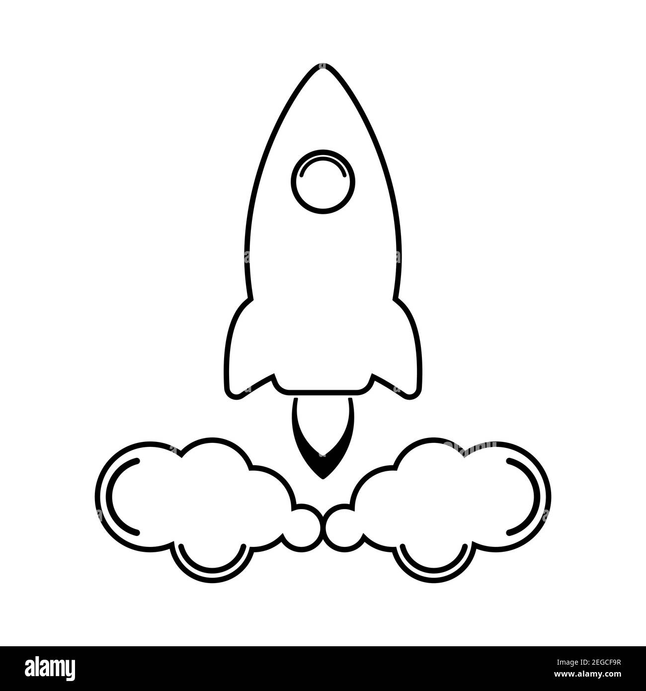 Simple Line Icon rocket, start up business sign. Vector Illustration ...