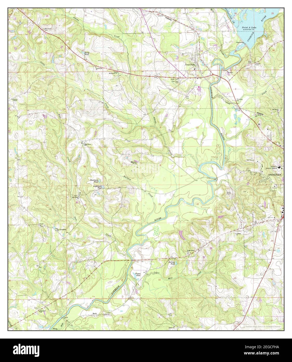 River Falls, Alabama, map 1971, 124000, United States of America by