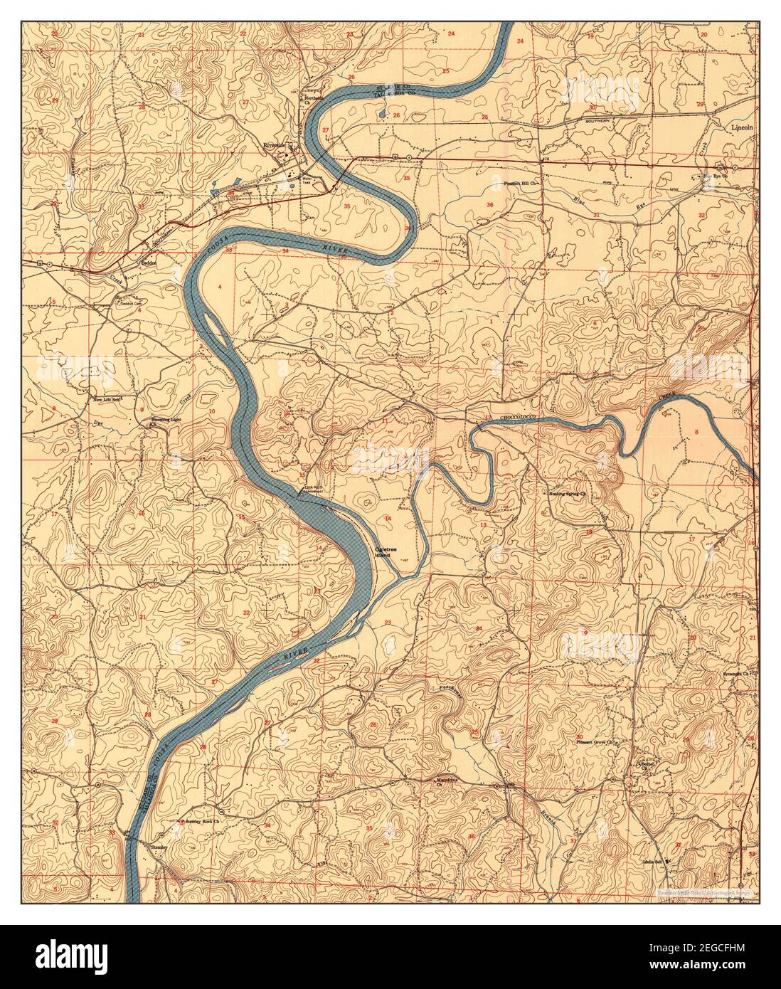 Riverside, Alabama, map 1947, 124000, United States of America by