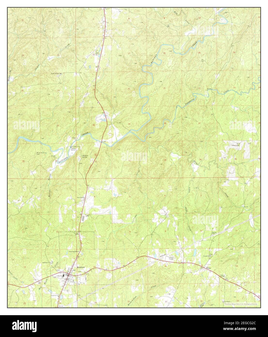 Rockford, Alabama, map 1971, 124000, United States of America by