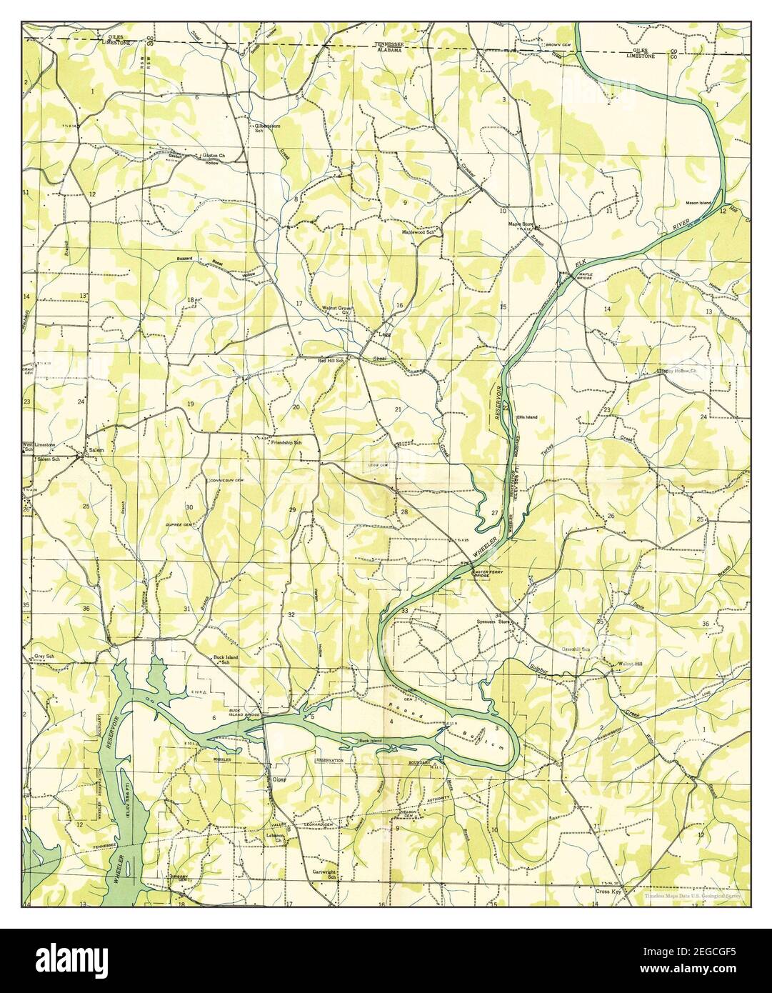 Salem, Alabama, map 1936, 124000, United States of America by Timeless