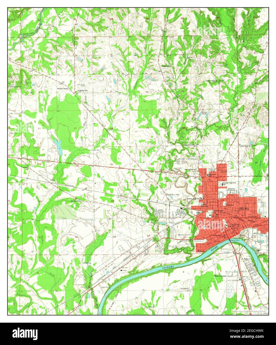 Selma, Alabama, map 1958, 124000, United States of America by Timeless
