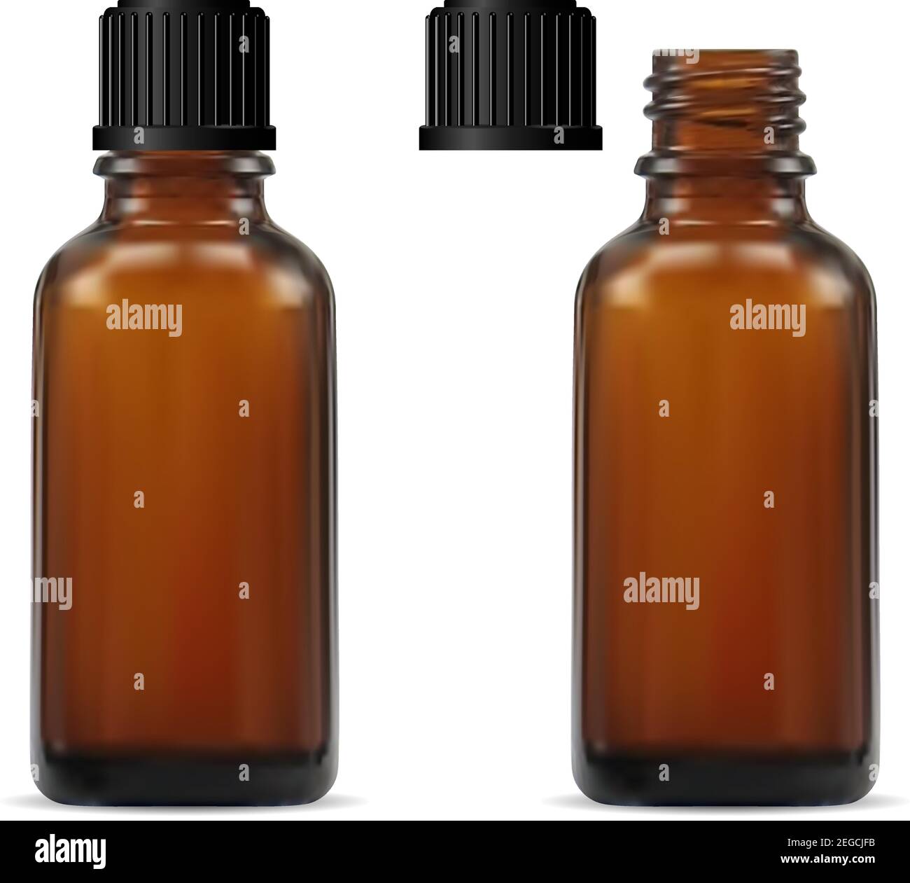 Medical Bottle. Brown Glass Pharmacy Bottle. Realistic Drug Vial Blank. Vitamin Jar Template
