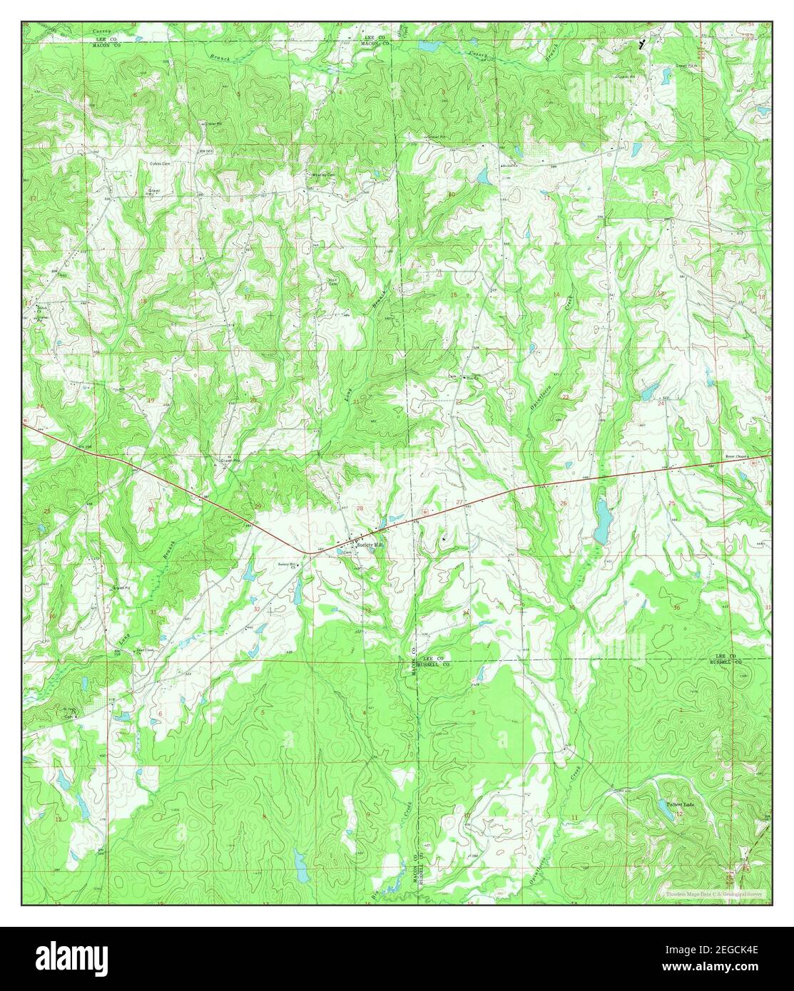 Society Hill, Alabama, map 1971, 124000, United States of America by