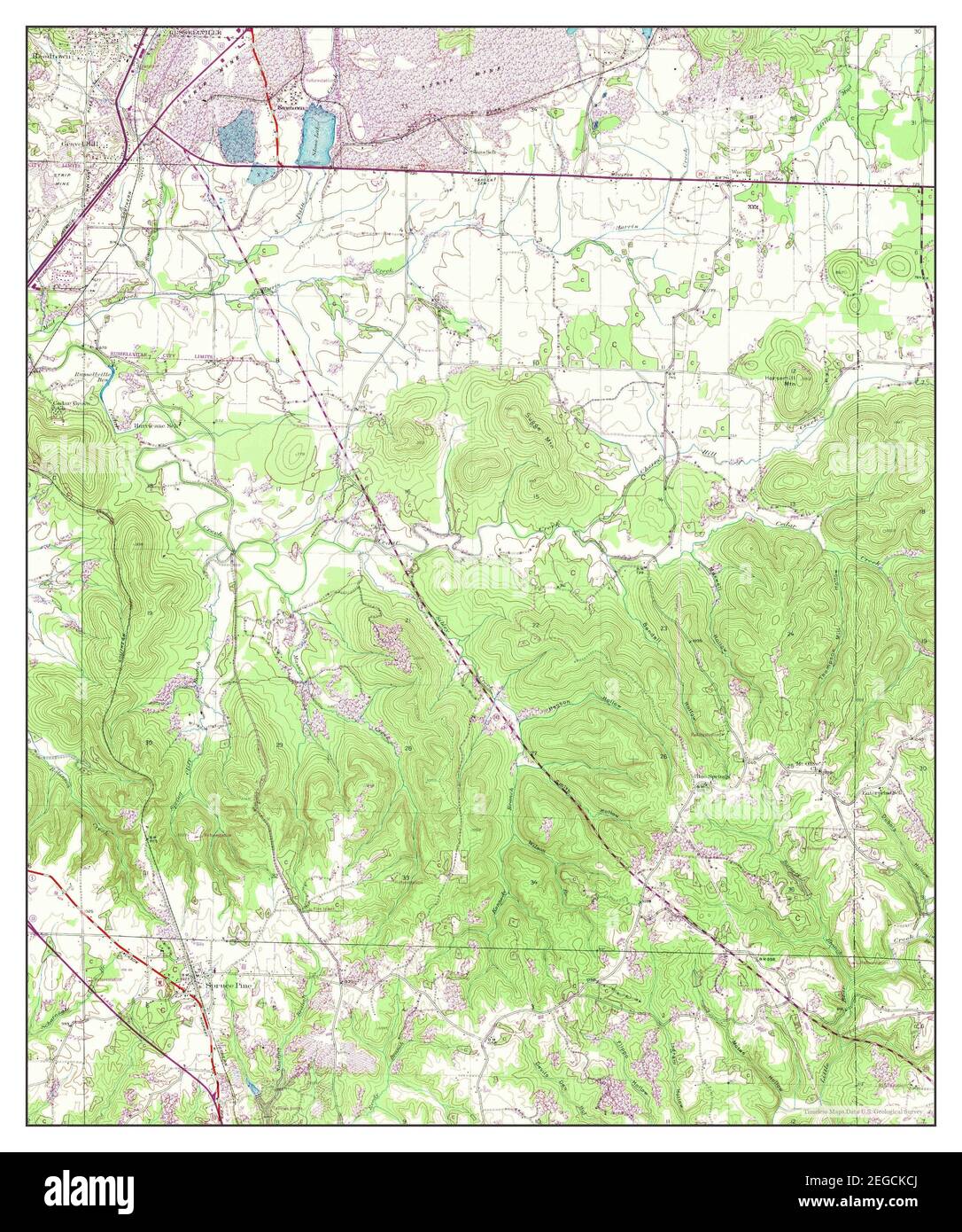 Spruce Pine, Alabama, map 1945, 124000, United States of America by
