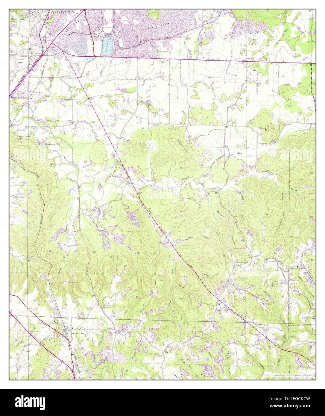 Spruce Pine, Alabama, map 1945, 124000, United States of America by
