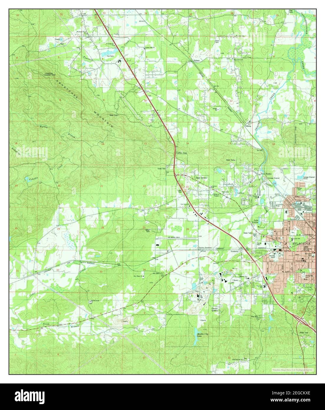 Sylacauga West, Alabama, map 1980, 124000, United States of America by