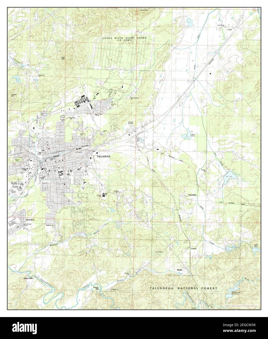 Talladega, Alabama, map 1987, 1:24000, United States of America by Timeless Maps, data U.S. Geological Survey Stock Photo